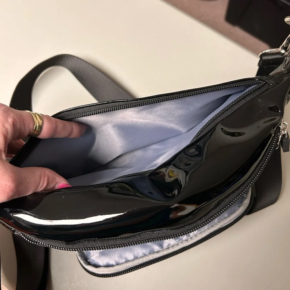 IHKWIP Confidence Anti-Theft Sling Black Patent Glossy Crossbody two straps - Picture 13 of 15